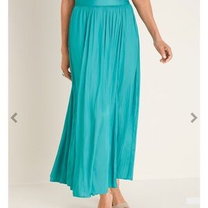 Chicos Pleated Satin Maxi Skirt